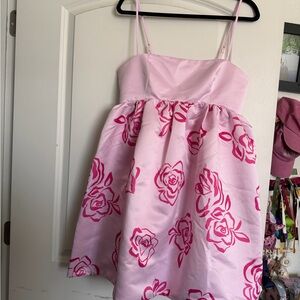 Maeve Pink Floral Babydoll Spaghetti-Strap Dress